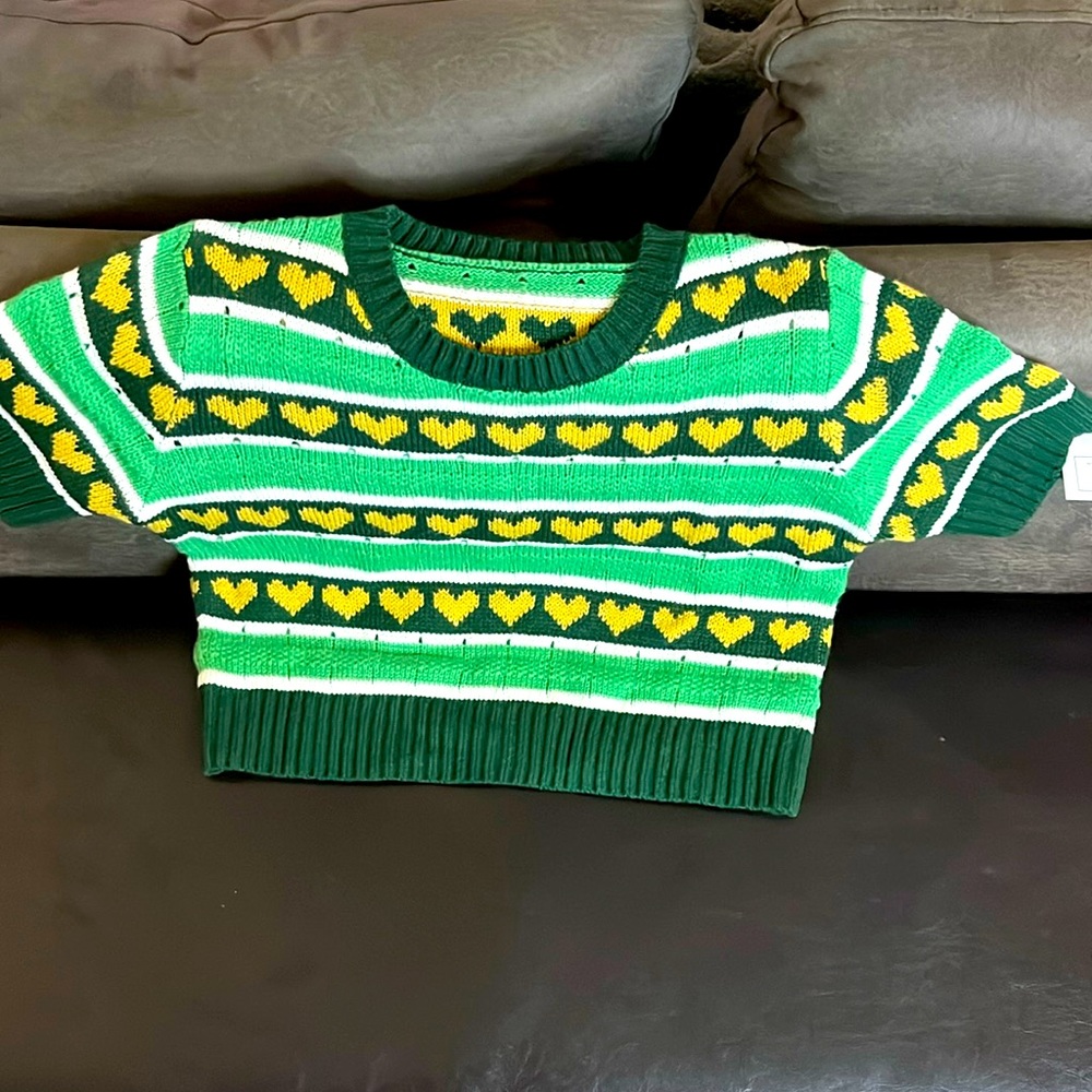 Multi-colored Knitted Crop Top Shirt